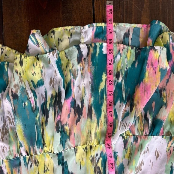 Melissa McCarthy x Seven7 Tiered Maxi Dress Green Paint Brush Abstract Small - Picture 11 of 11